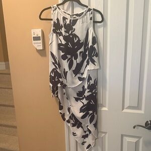 Elegant Navy and White Floral Dress